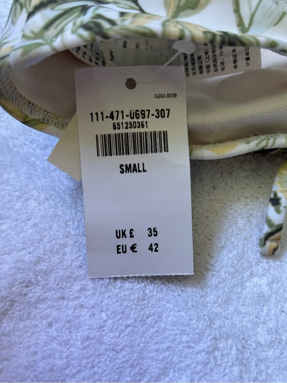 Abercrobie & Fitch Women's Bandeau Bikini Top Cream Floral Small Swimwear